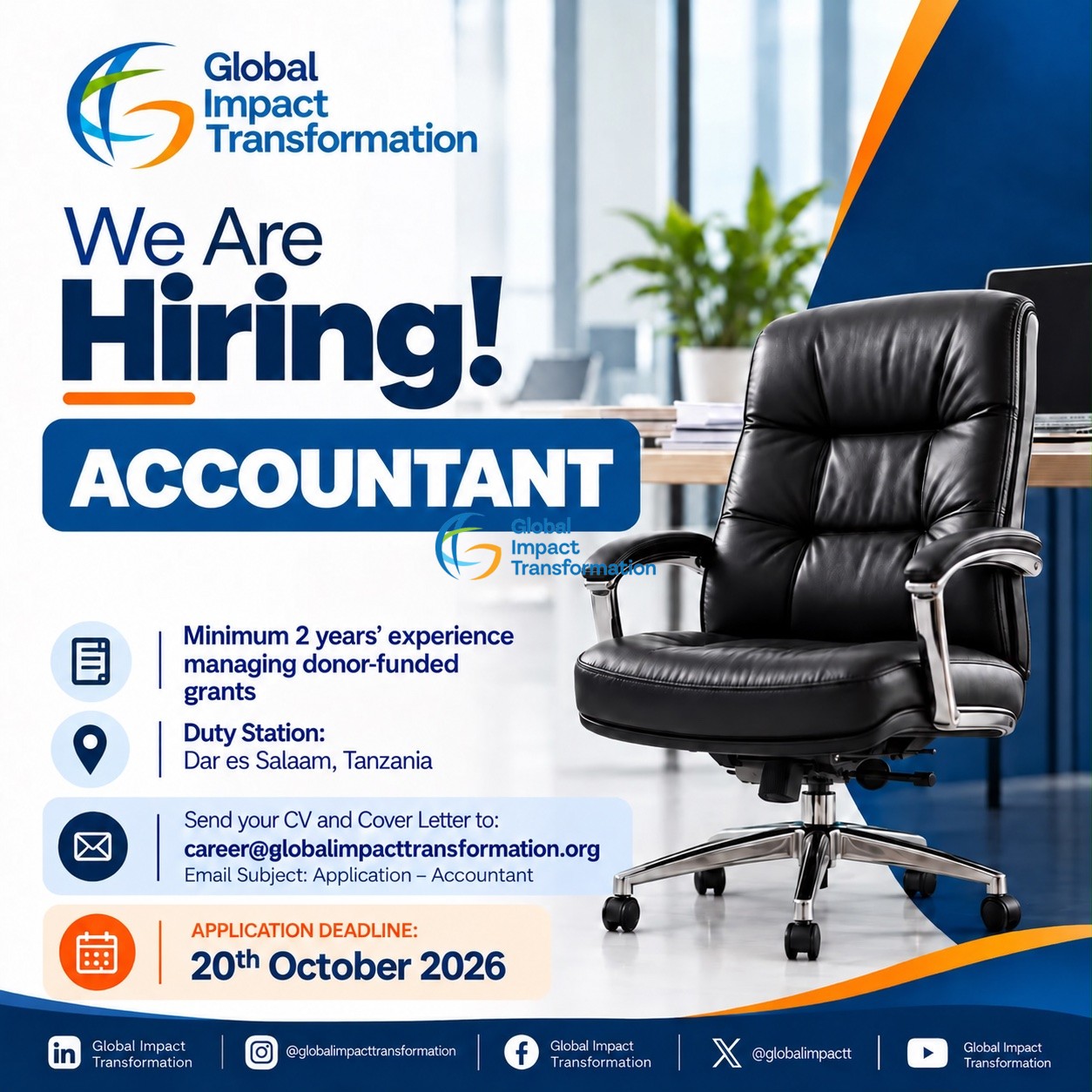 Career Opportunity: Join Global Impact Transformation  Family as an Accountant